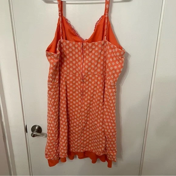Trixxi Sun Dress Orange Peach White Embroidered Flowers 3X spaghetti straps - Picture 11 of 12